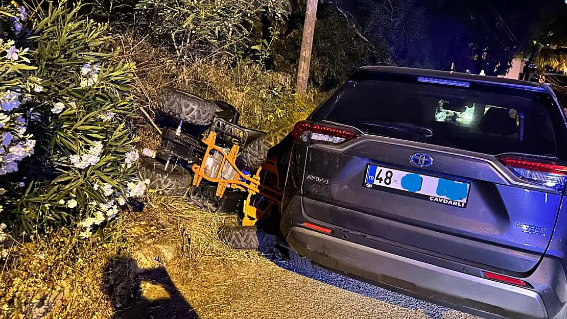 ATV kazası park halindeki araca çarptı