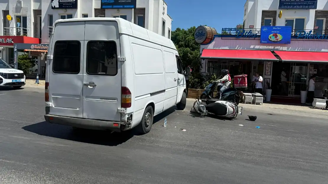 Bitezde korkutan kaza! Motorsiklet sürücüsü yaralandı!