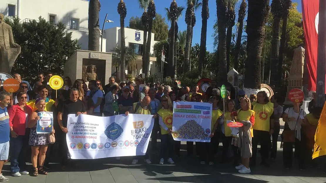 Bodrum'da Sendika Üyesi Eğitimciler İş Bıraktı