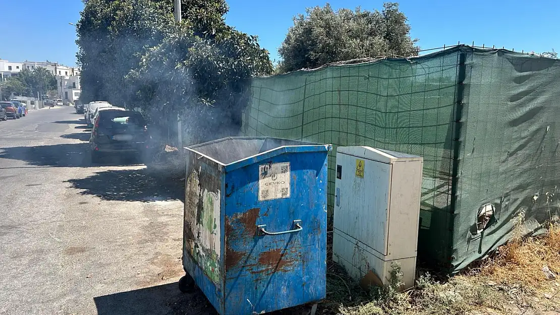 Çöp konteyneri alev aldı !