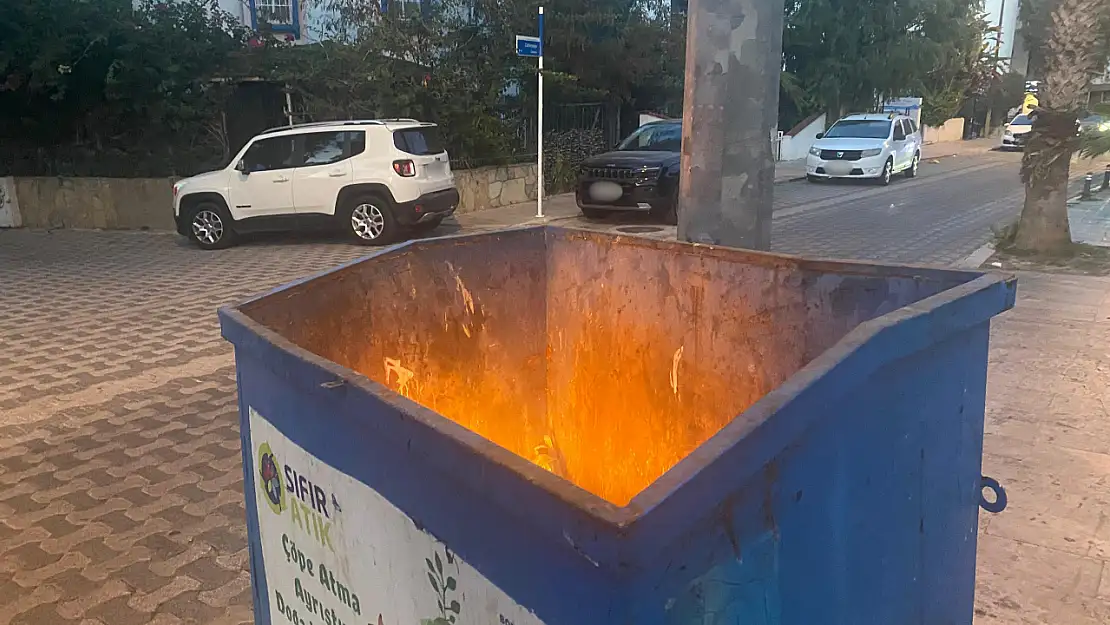 Çöp konteyneri yangını tehlike yarattı !