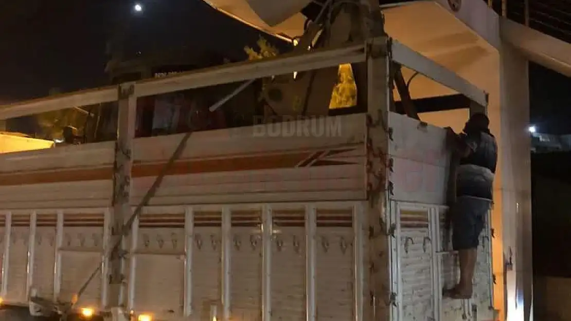 Kamyonla Taşınan Kepçe, Üst Geçide Çarptı
