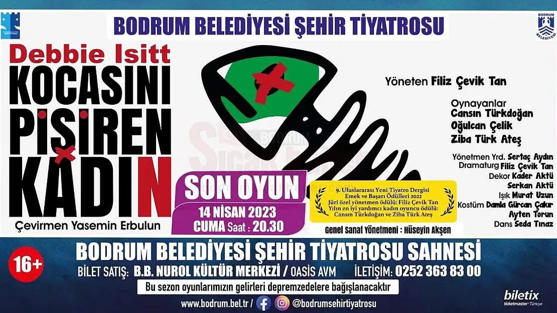 'Kocasını Pişiren Kadın' Oyunu Bodrum Seyircisine Veda Ediyor