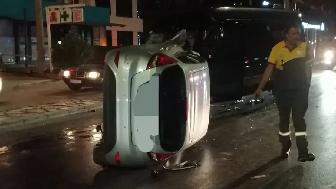 Kontrolden çıkan araç takla attı: 2 yaralı !