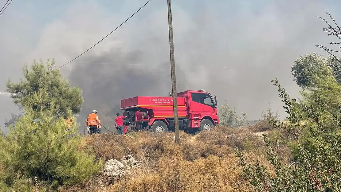 Milas'ta Çıkan  Yangına Havadan ve Karadan Müdahale Devam Ediyor