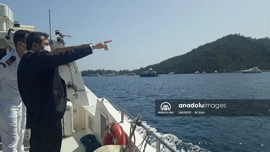 Muğla Valisi Orhan Tavlı, inşaatı süren sahil güvenlik karakolunda incelemelerde bulundu