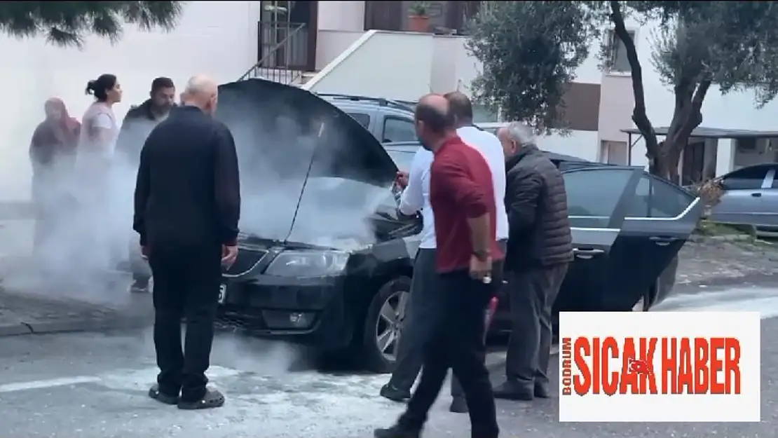 Muğla'da Park Halindeki Otomobil Alev Aldı