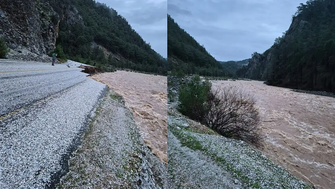 Namnam çayı yükseldi yol çöktü