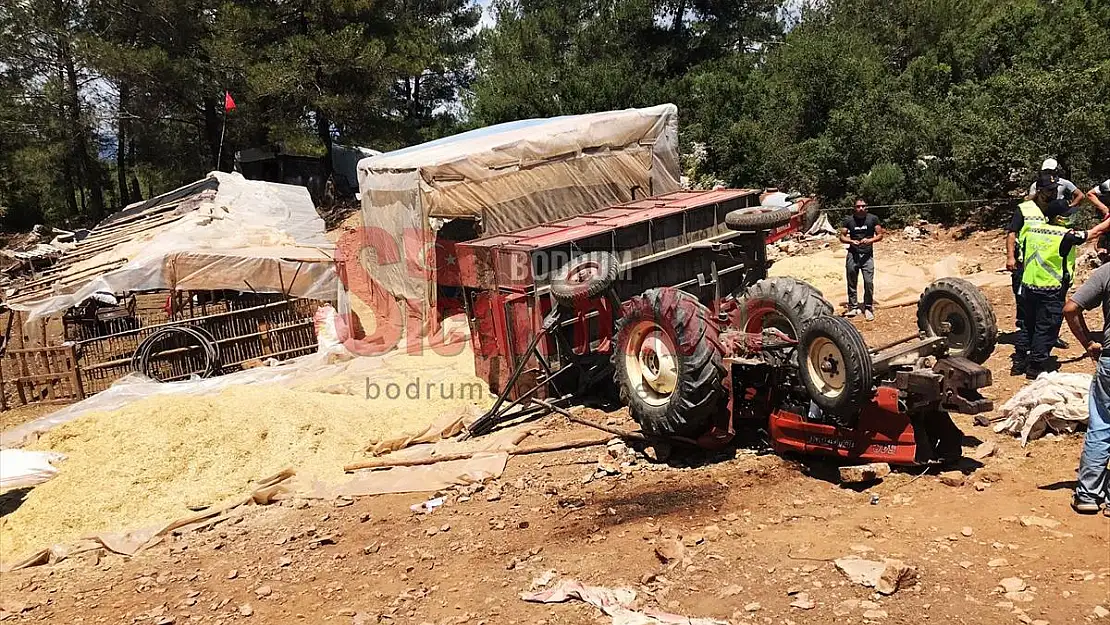 Şarampole devrilen traktörün sürücüsü yaralandı