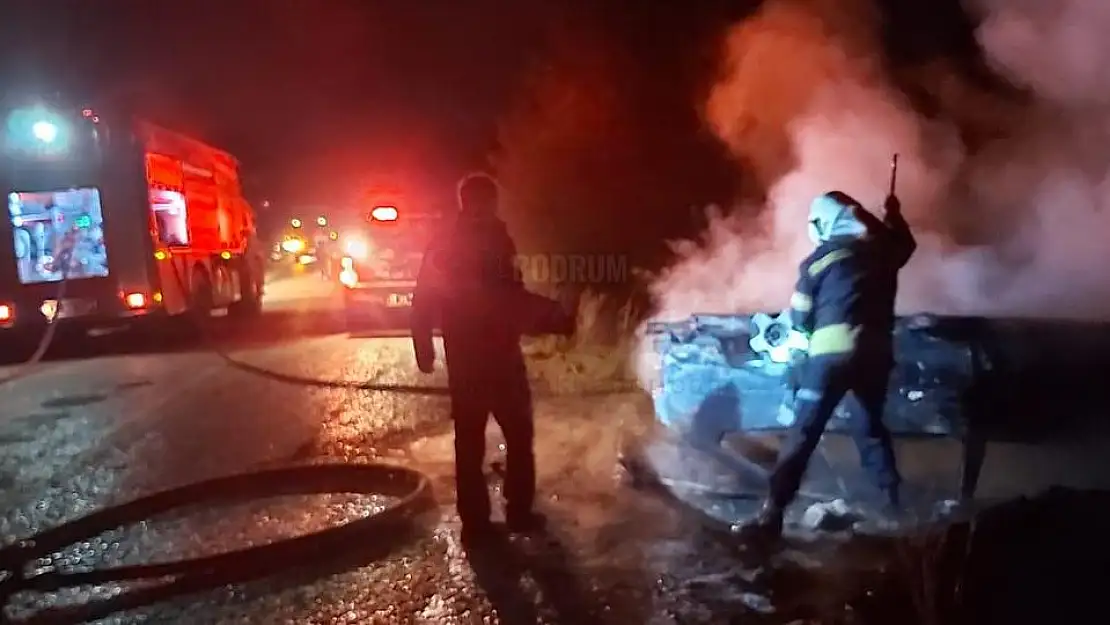 Takla Atan Araçta Yangın Çıktı