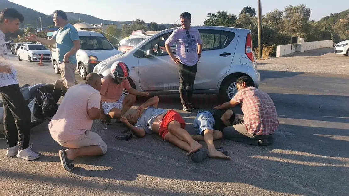 Motosiklet ile Otomobil Çarpıştı  2 Kişi Yaralandı