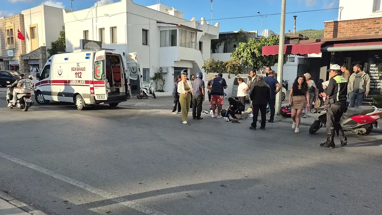 Gümbet'te ticari araç ile motosiklet çarpıştı, 2 yaralı