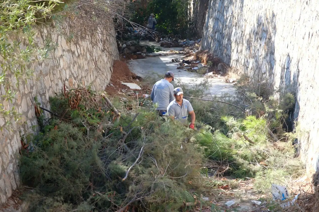 Belediye ekiplerinden derelerde temizlik çalışmaları !