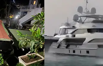 Bodrum'da şiddetli fırtına çatı uçtu tekneler karaya vurdu