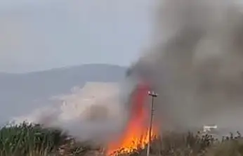 Havalimanı yanında otluk alanda yangın paniği