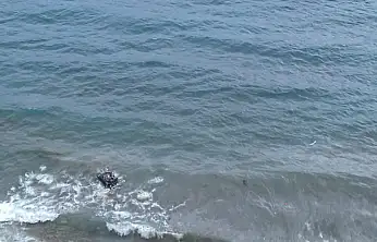 Kontrolden çıkan araç denize uçtu