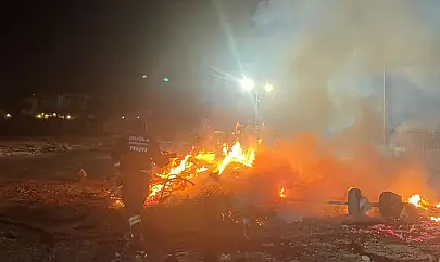 Otluk alanda çıkan alevler evlere yaklaşmadan söndürüldü