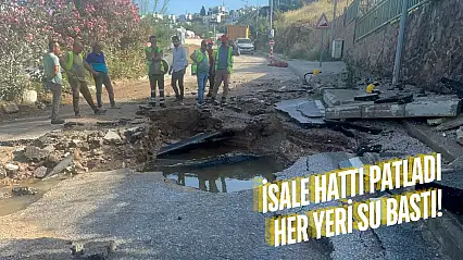İsale hattı patladı, evler ve araçlar zarar gördü