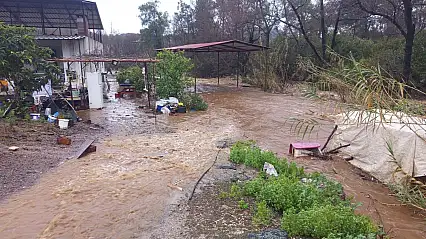 Sağanak felaketi dereler taştı ev ve seralar sular altında