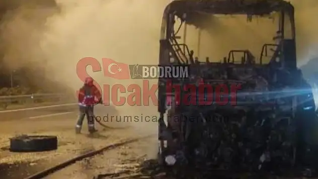 28 kişinin bulunduğu yolcu otobüsünde feci yangın