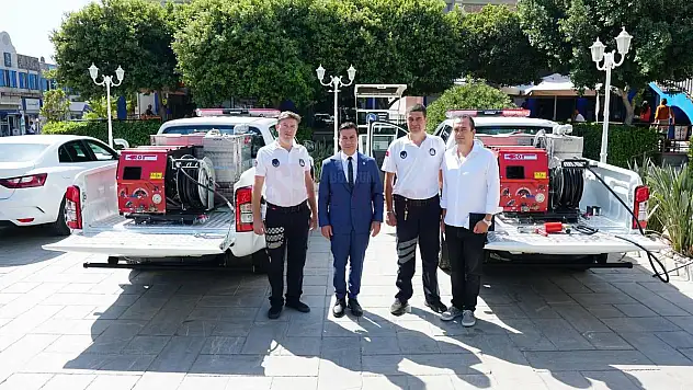 ACİL MÜDAHALE ARAÇLARI GÖREVE BAŞLIYOR  BAĞIŞLANAN İKİ ARAÇ YANGINLARLA MÜCADELEDE KULLANILACAK