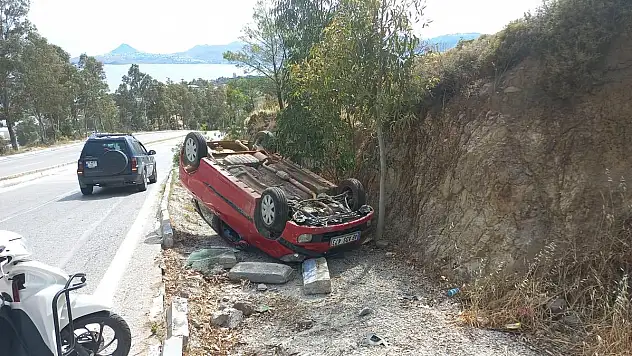 Aracı ile Takla Atıp Şarampole Uçan Sürücü Yaralandı