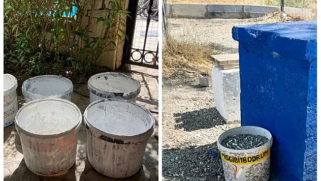Bitez Aşıklar Tepesi'nde gönüllülerden izmarit konteyneri çözümü