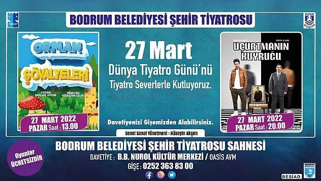 Bodrum Belediyesinden Dünya Tiyatrolar Gününde 2 Oyun