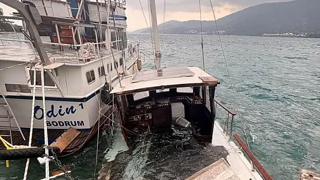 Bodrum'da fırtına Gümbet ve Torba'da tekneler battı