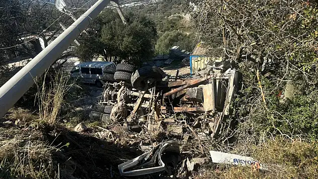 Kamyonet şarampole yuvarlandı