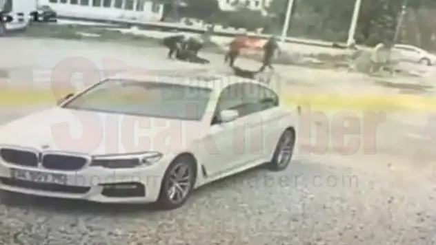 Bodrum'da bir kişinin darbedildiği kavga anı güvenlik kamerasında...