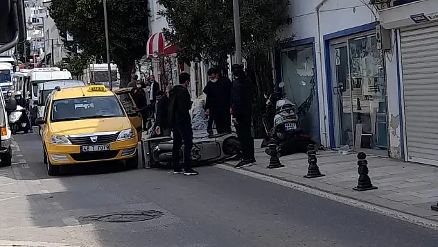 Bodrum'da bir taksici motor sürücüsüne çarptı