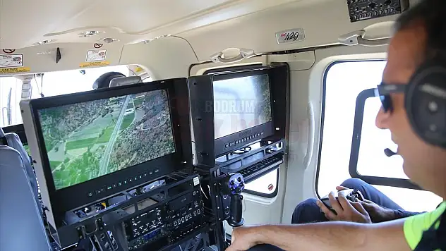 Bodrum'da helikopterli trafik denetimi havadan görüntüledi