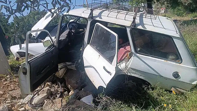 Bodrum'da Virajı Alamayan Otomobil Direğe Çarptı: 1 Kişi Yaralandı