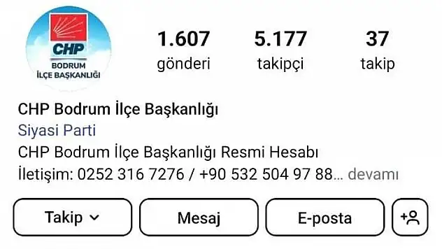 CHP Bodrum İlçe Örgütü'nün Sosyal Medya Hesabı Kapatıldı
