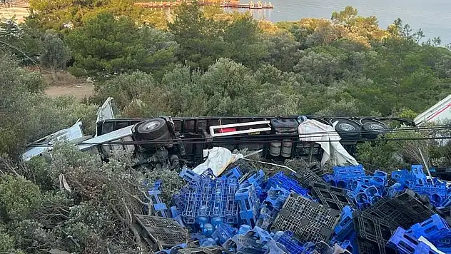 Devrilen Damaca Yüklü Tırın Sürücüsü Yaralandı