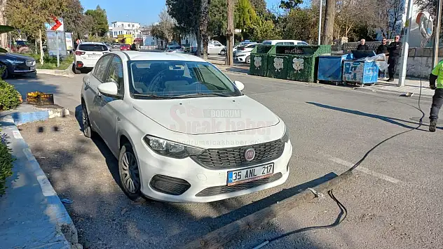 Gerilen Teller Direği Kırıp Park Halindeki Araca Hasar Verdi