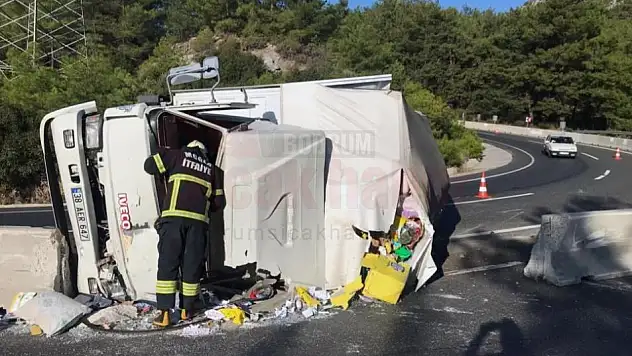 Gıda Taşıyan Kamyon Kaza Yaptı, 2 Yaralı