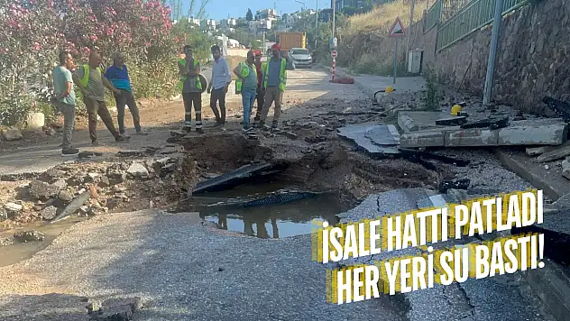 İsale hattı patladı, evler ve araçlar zarar gördü