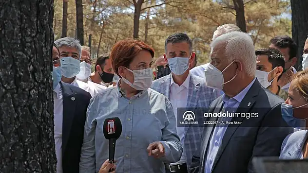 İYİ Parti Genel Başkanı Akşener, Marmaris'te yanan alanda inceleme yaptı