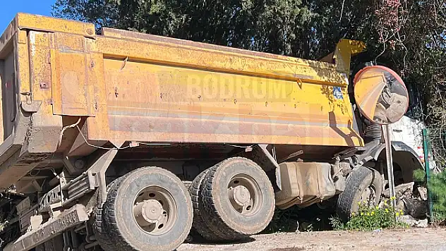 Kamyon Kontrolden Çıkıp Bahçe Duvarına Çarptı
