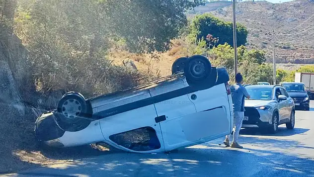 Kontrolden Çıkan Araç Devrilerek Durabildi