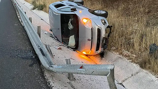 Kontrolden Çıkan Araç Takla Attı