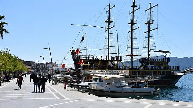 Muğlanın Turizm ilçelerinde vatandaşlar sahilin ve güneşli havanın keyfini çıkarıyor