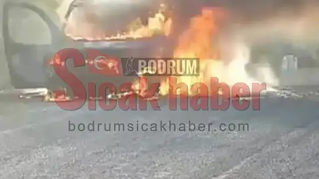 Seyir halinde ilerleyen araç alev aldı