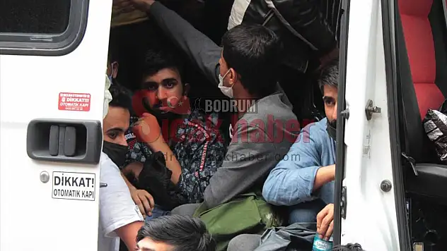 Sürücüsü 'dur' ihtarına uymayan minibüsten 34 düzensiz göçmen çıktı