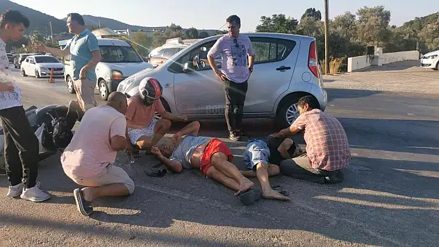 Motosiklet ile Otomobil Çarpıştı  2 Kişi Yaralandı