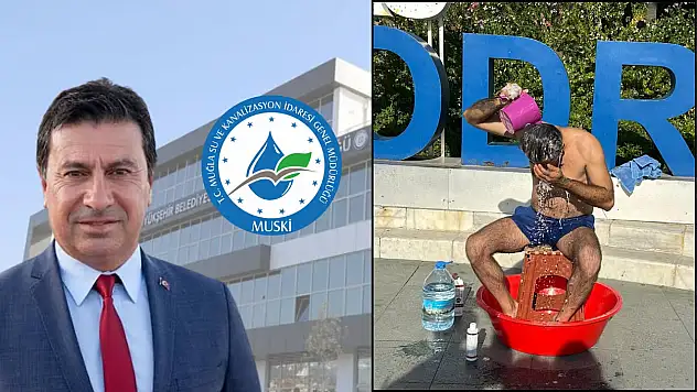 Vatandaş belediye önünde duş aldı, Aras jet hızıyla Bodrum'a geldi