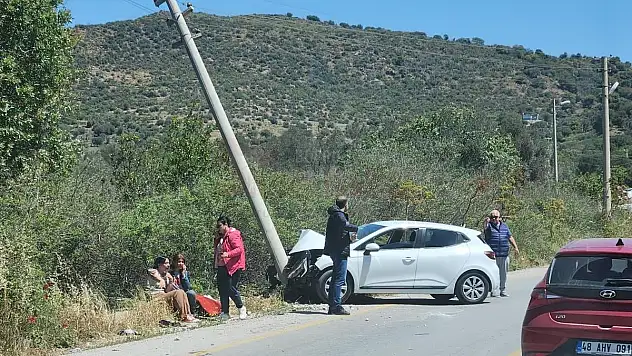 Virajı Alamadı Direğe Çarptı