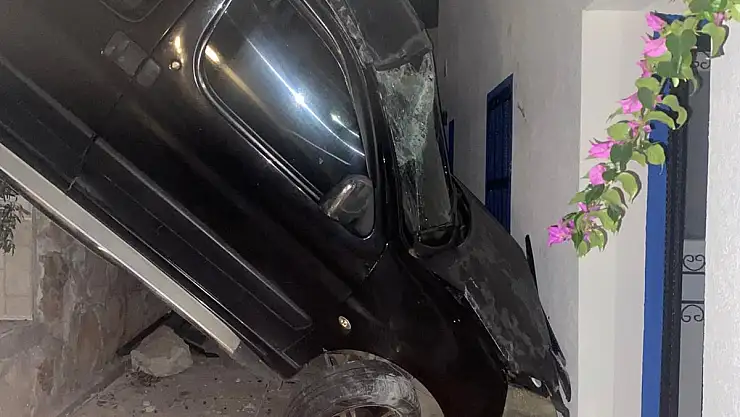 Araç Evin Bahçesine Düştü, 3 Yaralı